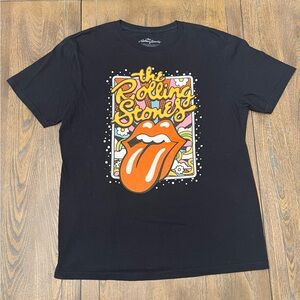 3/$20 Retro Rolling Stones Black Tee with Orange and Yellow Logo